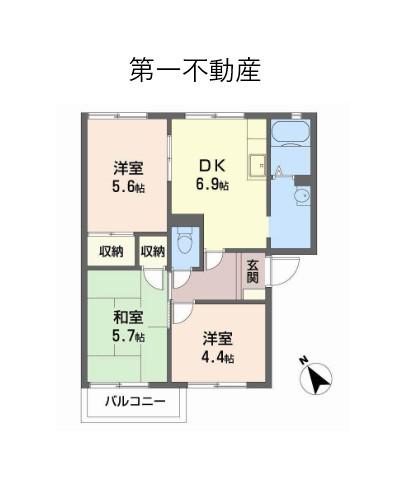 ガーデンハイツ緑ケ丘EFGH(3DK/2階)の間取り写真
