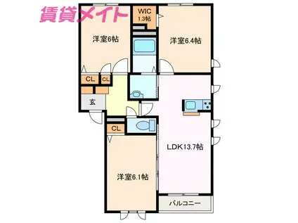 オクトレーブ(3LDK/2階)の間取り写真