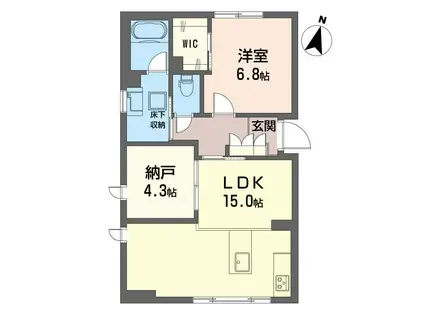 グランウェーブ湘南(1SLDK/1階)の間取り写真