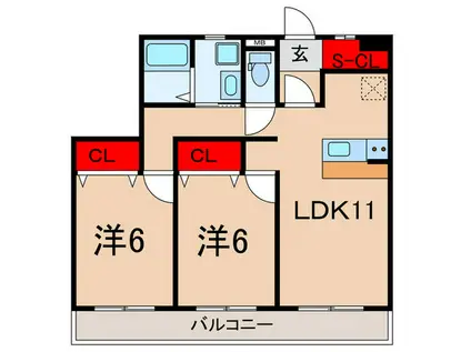 メゾンサトウ(2LDK/2階)の間取り写真