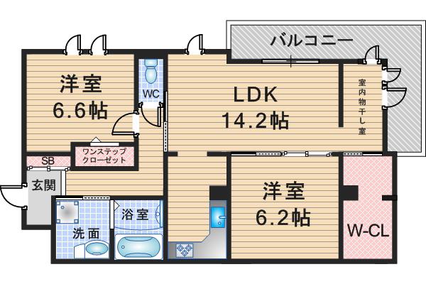 グレースコート豊中北(2LDK/2階)の間取り写真