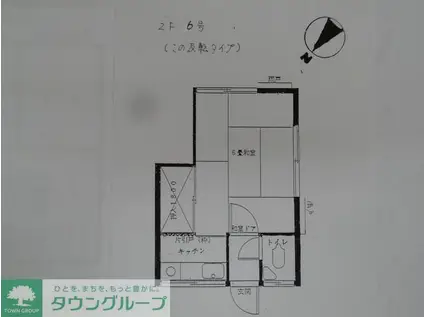 東友アパート(1K/2階)の間取り写真