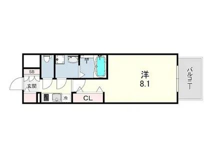 ロイヤル博多駅東(1K/6階)の間取り写真