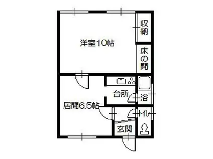 エルム旭町(1DK/2階)の間取り写真