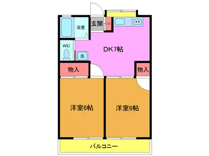 サンライズパレス2(2DK/1階)の間取り写真