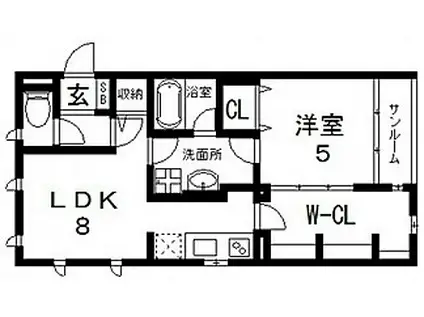 APARTMENT 玉串東(1LDK/2階)の間取り写真