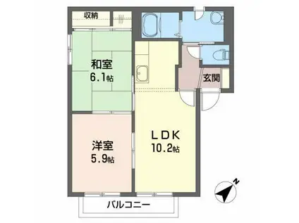 フォレストグリーン(2LDK/2階)の間取り写真