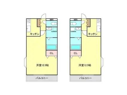 パークサイドビュー(1K/2階)の間取り写真