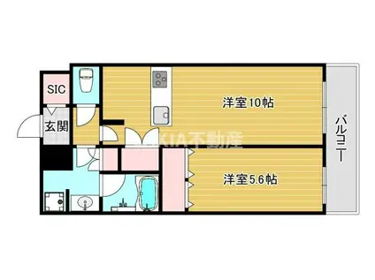 プレサンスタワー難波ウエスト(1LDK/10階)の間取り写真