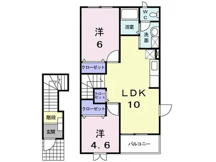 PLEASANT・MII(2LDK/2階)の間取り写真