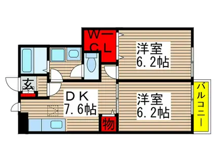 クレール西志津(2DK/1階)の間取り写真