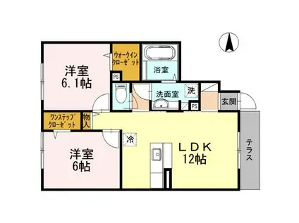 ルシェリア(2LDK/1階)の間取り写真