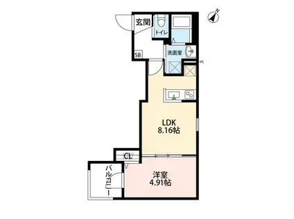 ROBOT HOME 南林間(1LDK/1階)の間取り写真