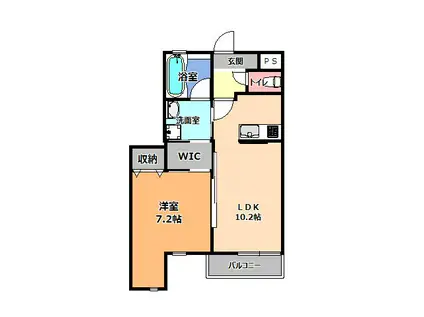 ブランクロスVII(1LDK/2階)の間取り写真