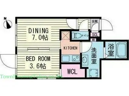 ブランシェ用賀(1DK/3階)の間取り写真