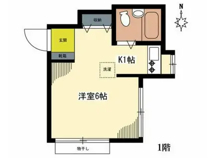 数本アパート(ワンルーム/1階)の間取り写真