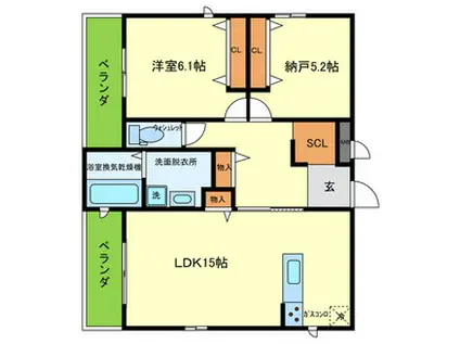 西宮市柳本町PJ(1SLDK/2階)の間取り写真