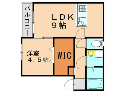 LALUCE黒住(1LDK/2階)の間取り写真