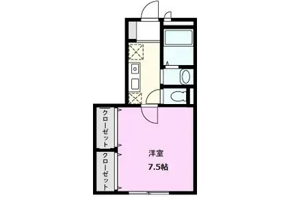 ヒルティ・カール02(1K/1階)の間取り写真