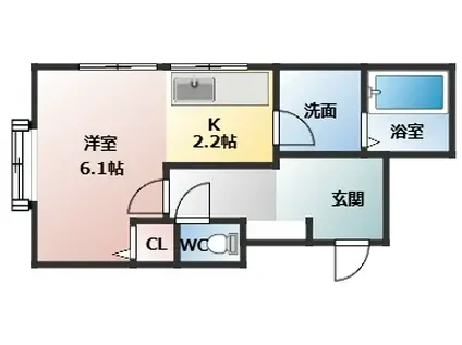 ファルダ不二ガ丘(1K/1階)の間取り写真