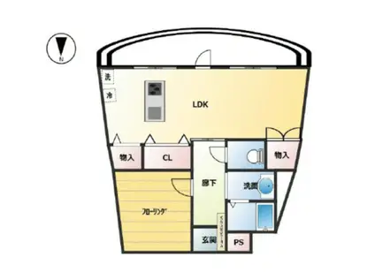 落合公園ハウス(1LDK/8階)の間取り写真