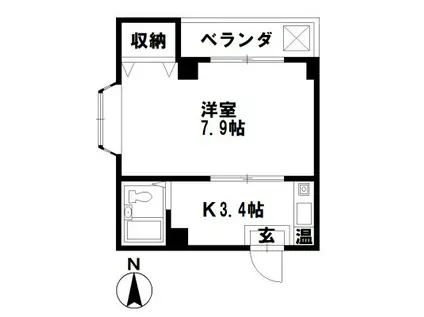 プルミィエ・シンワ(1K/4階)の間取り写真