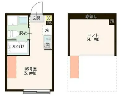 ハーモニーテラス上石神井V(ワンルーム/1階)の間取り写真