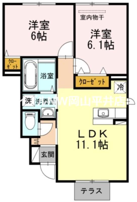 マイ ローズコートII(2LDK/1階)の間取り写真