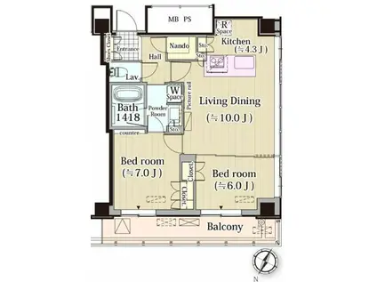 メルクマール京王笹塚レジデンス(2LDK/15階)の間取り写真