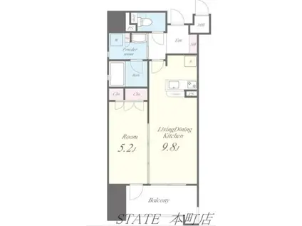 セイワパレス大手前西(1LDK/7階)の間取り写真