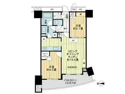 TOWER RESIDENCE TOKYO(2LDK/6階)の間取り写真