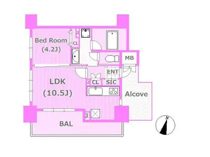 ライオンズステーションプラザ根岸ベイアーク(1LDK/4階)の間取り写真