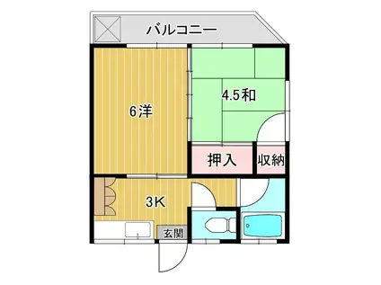 ハイツサンガーデン(2K/3階)の間取り写真