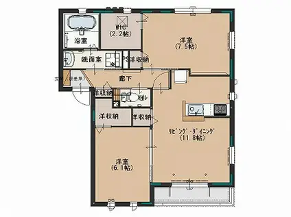 ジャルダン・デ・プレ(2LDK/2階)の間取り写真