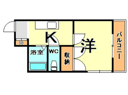 リバティー稲野(1K/3階)の間取り写真