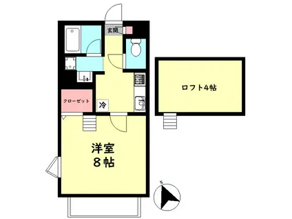 フォルトゥーナ(1K/1階)の間取り写真