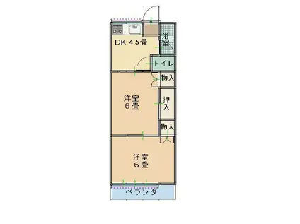 サンハイツ(2DK/1階)の間取り写真