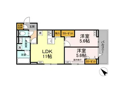 DーPLAISIR(2LDK/2階)の間取り写真