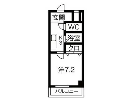 ジュネス庄内緑地(1K/3階)の間取り写真