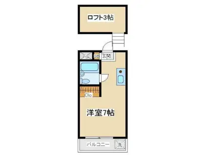 グリーンヒルズ 北烏山6丁目(ワンルーム/2階)の間取り写真