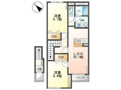 ルーヴァ(2LDK/2階)の間取り写真