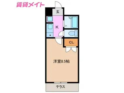 エクシード(1K/1階)の間取り写真