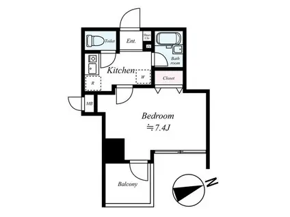 ラ・エテルノ大島ウーノ(1K/8階)の間取り写真