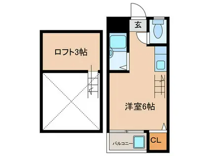 ミルトニア青柳(ワンルーム/2階)の間取り写真