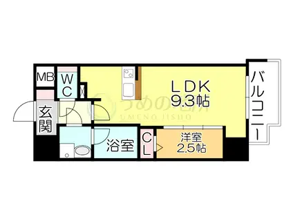グランフォーレ久留米駅プレミア(1LDK/9階)の間取り写真