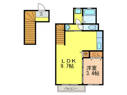 コンフォールさくら(ワンルーム/2階)の間取り写真