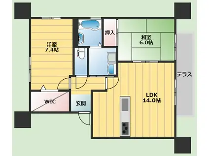 アメニティコート(2LDK/1階)の間取り写真