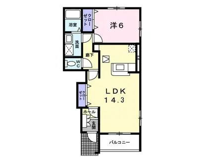 プリートアルバIII(1LDK/1階)の間取り写真