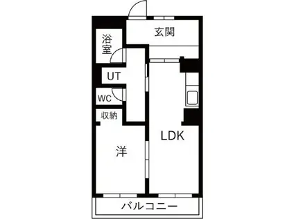 地下鉄名城線 久屋大通駅 徒歩1分 11階建 築53年(1LDK/7階)の間取り写真