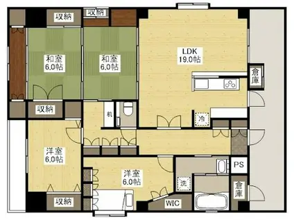 エクセルシア山崎(3SLDK/7階)の間取り写真